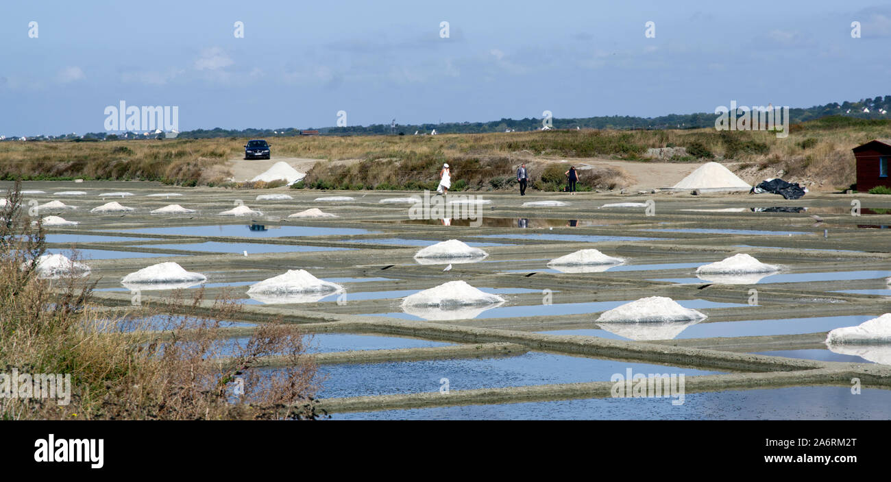 Foto di matrimonio in stagno di sale Foto Stock