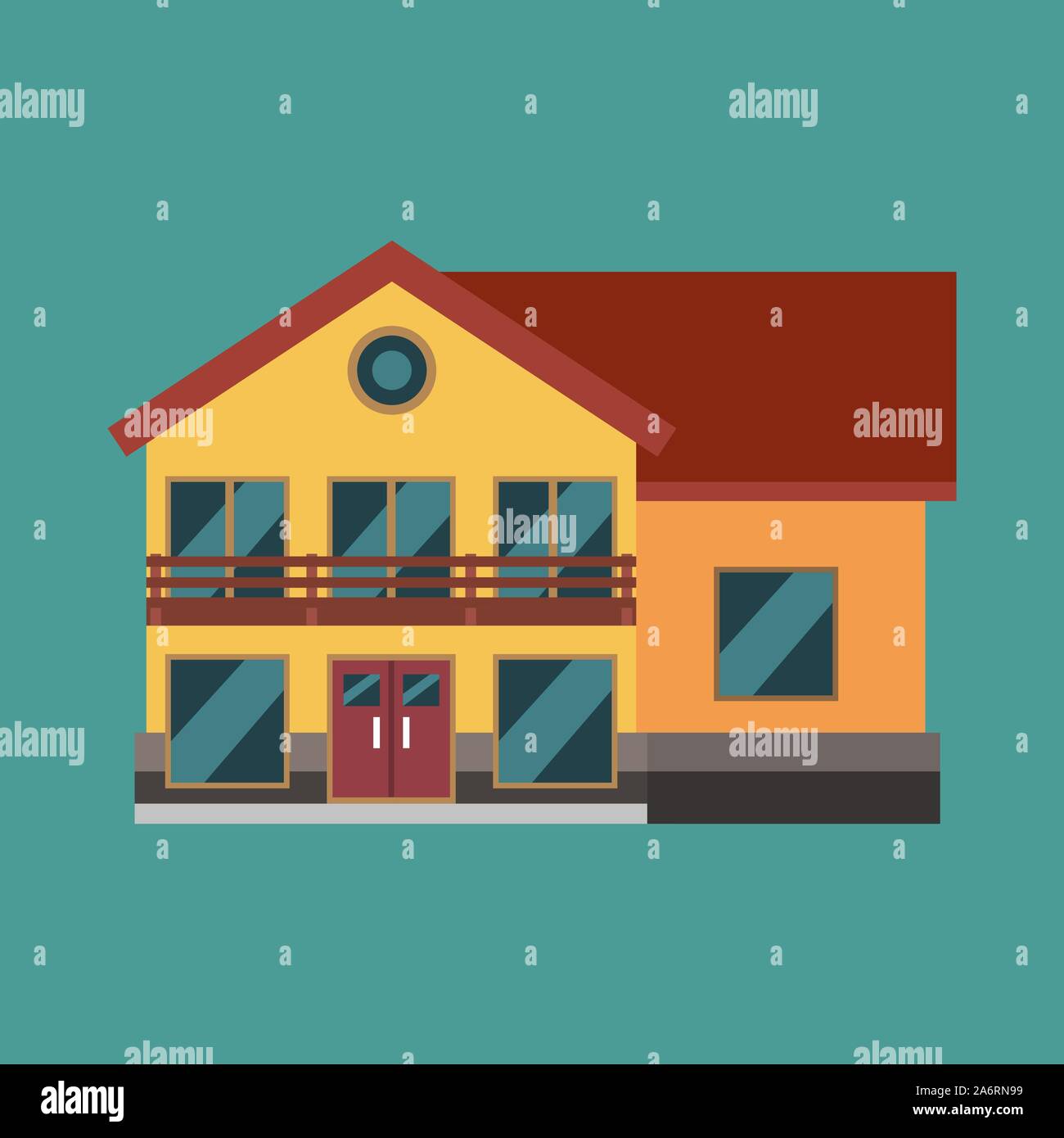 Vettore di casa costruzione immobiliare isolato icona. Casa Famiglia esterno illustrazione piana struttura cottage Illustrazione Vettoriale