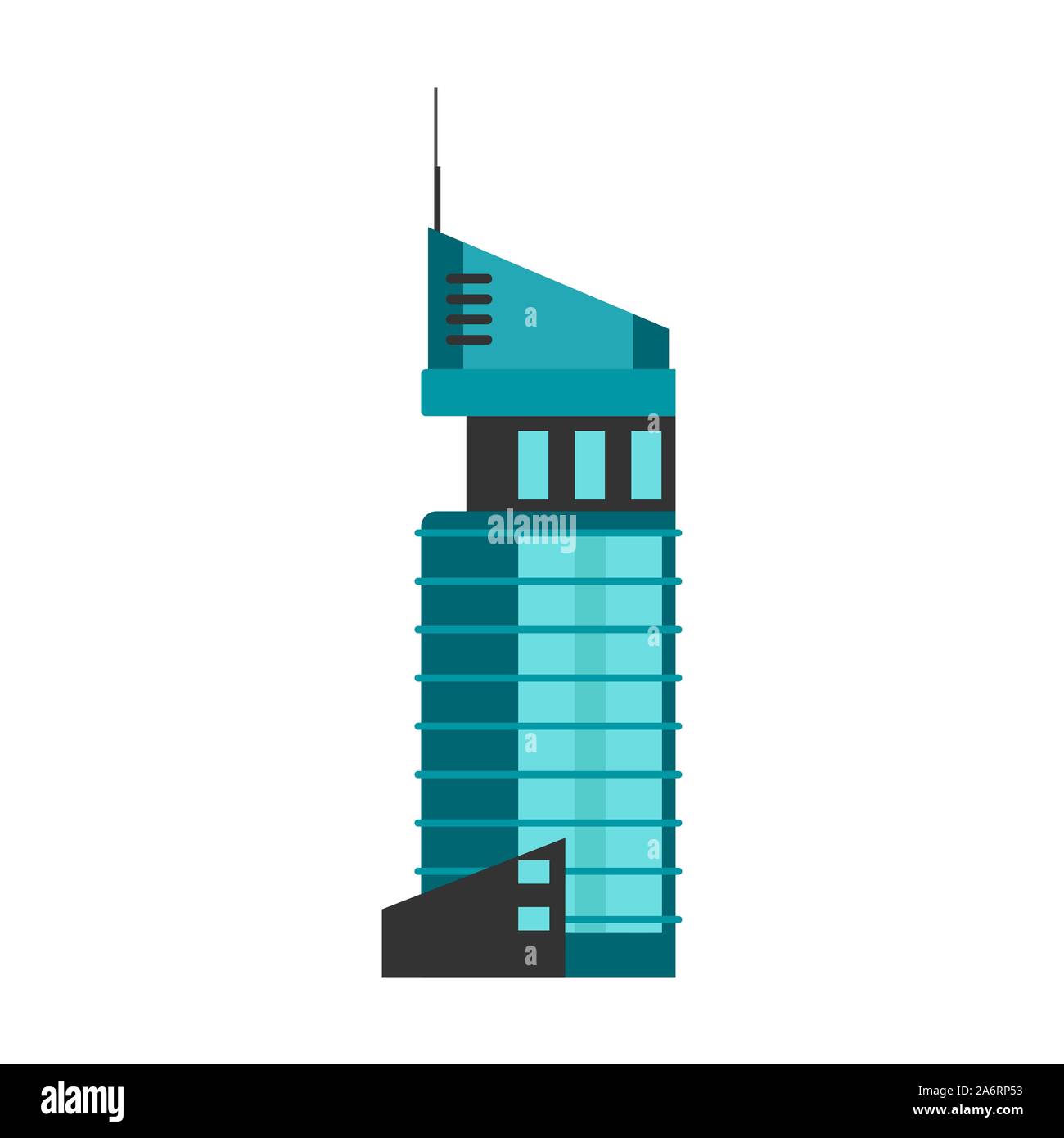 La costruzione di città business icona vettore ufficio di architettura. Costruzione urbana comune esterno immobiliare. Skyline cityscape struttura Illustrazione Vettoriale