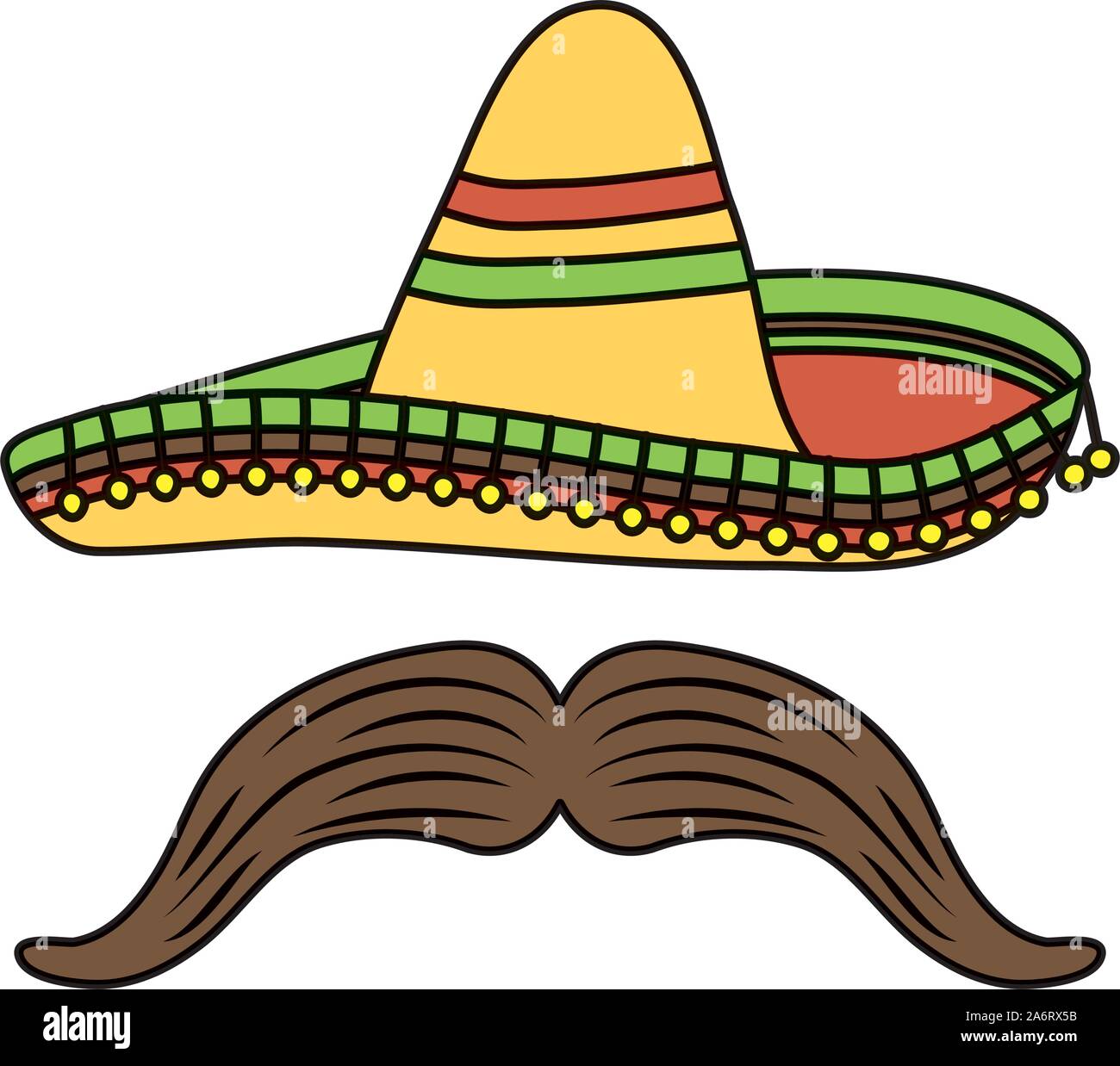 Tradizionale Mexican Hat con i baffi Illustrazione Vettoriale