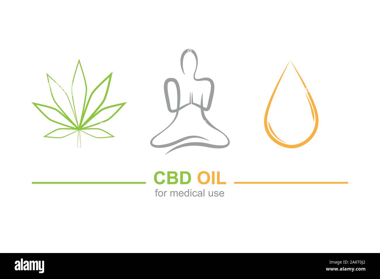 Il CBD di olio per uso medico concetto con cannabis leaf yoga e caduta di olio illustrazione vettoriale EPS10 Illustrazione Vettoriale