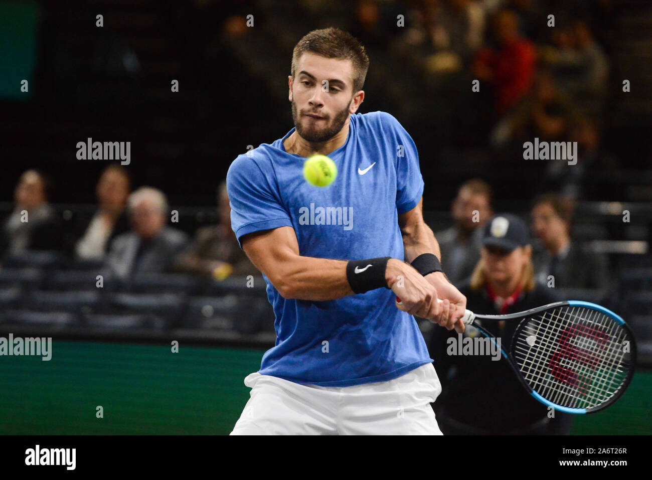 Parigi, Francia. 28 ott 2019. BORNA CORIC nella sua prima partita in Parigi Rolex Masters di tennis nel torneo di Parigi Francia. Credito: Christopher Prelievo/ZUMA filo/Alamy Live News Foto Stock