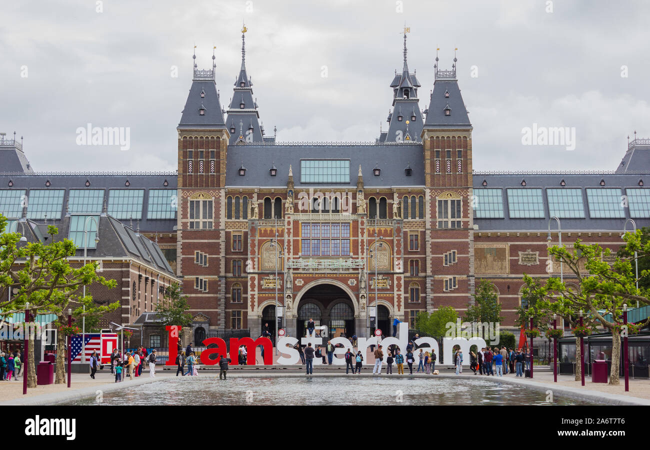 Una foto del (ora rimosso) mi segno di amsterdam di fronte al Rijksmuseum. Foto Stock