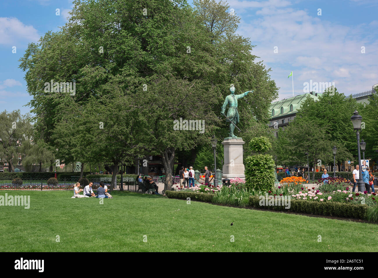 Stoccolma park estate, vista in estate di Kungsträdgården, un popolare parco e giardino nel centro di Stoccolma, Svezia. Foto Stock