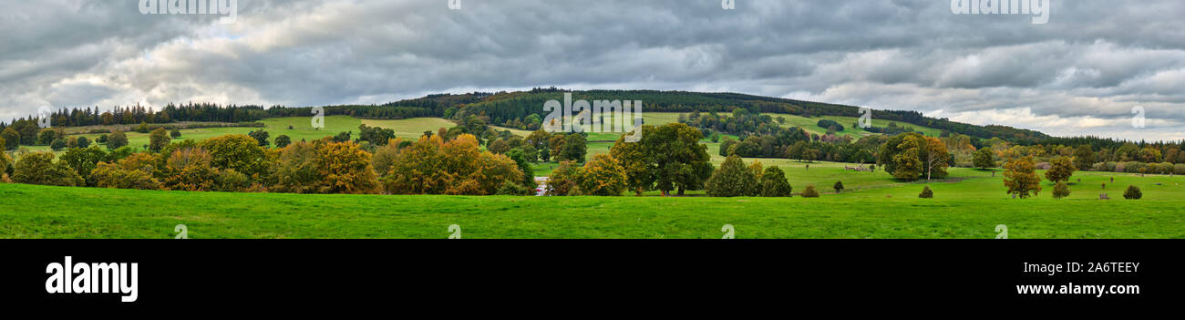 Panorama del paesaggio rurale nelle vicinanze Chirk in Denbighshire, il Galles in autunno Foto Stock