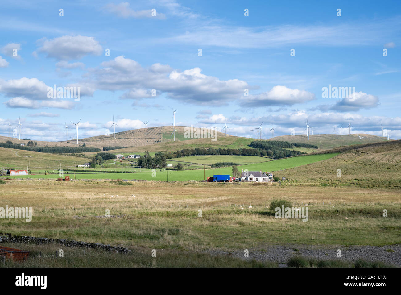 Wind Farm 0n le colline in South Lanarkshire. Scottish Borders. Scozia Foto Stock