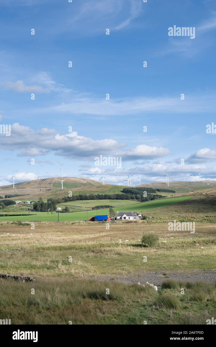 Wind Farm 0n le colline in South Lanarkshire. Scottish Borders. Scozia Foto Stock