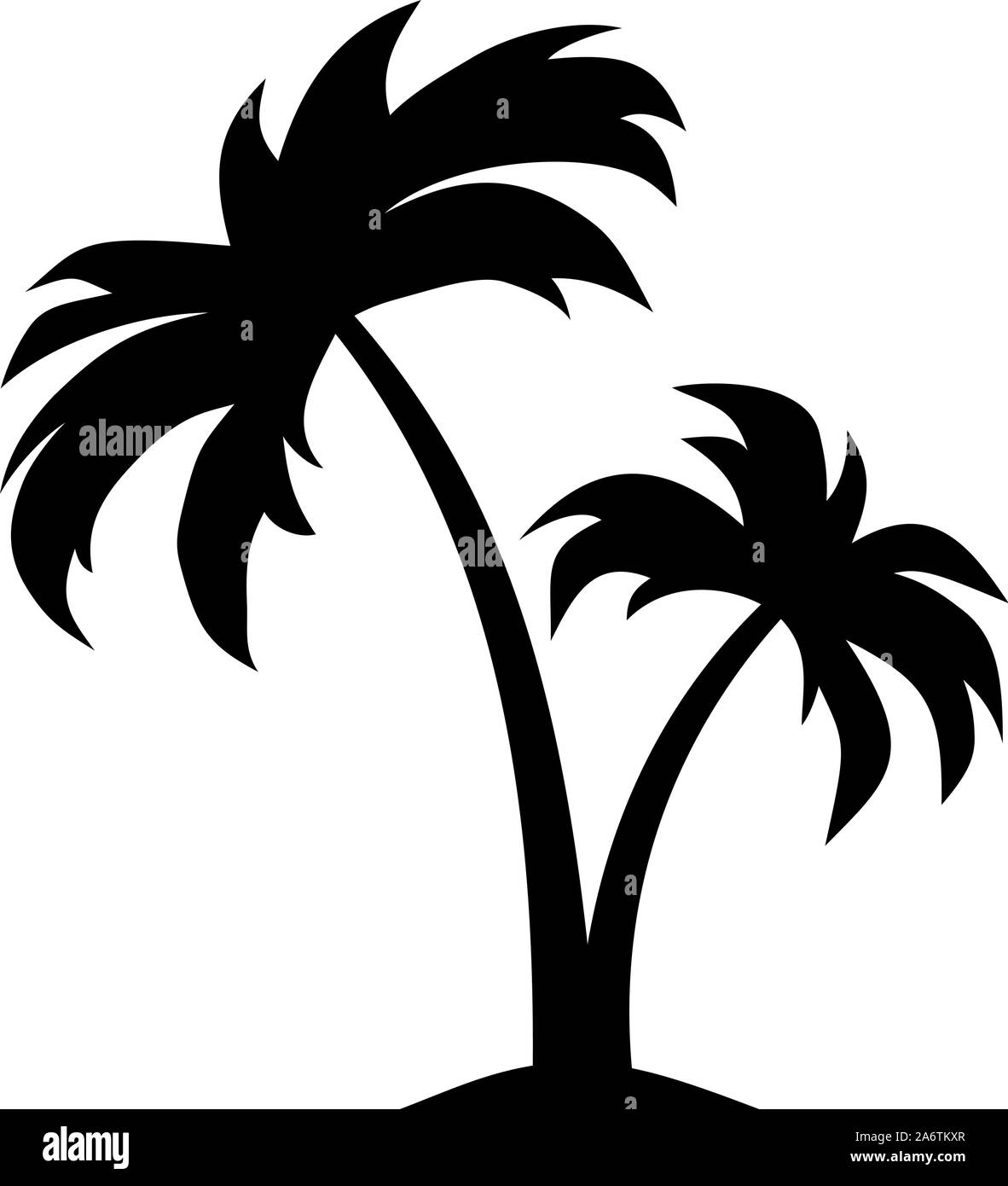 Vettore silhouette nera di palme isolate su uno sfondo bianco. Illustrazione Vettoriale