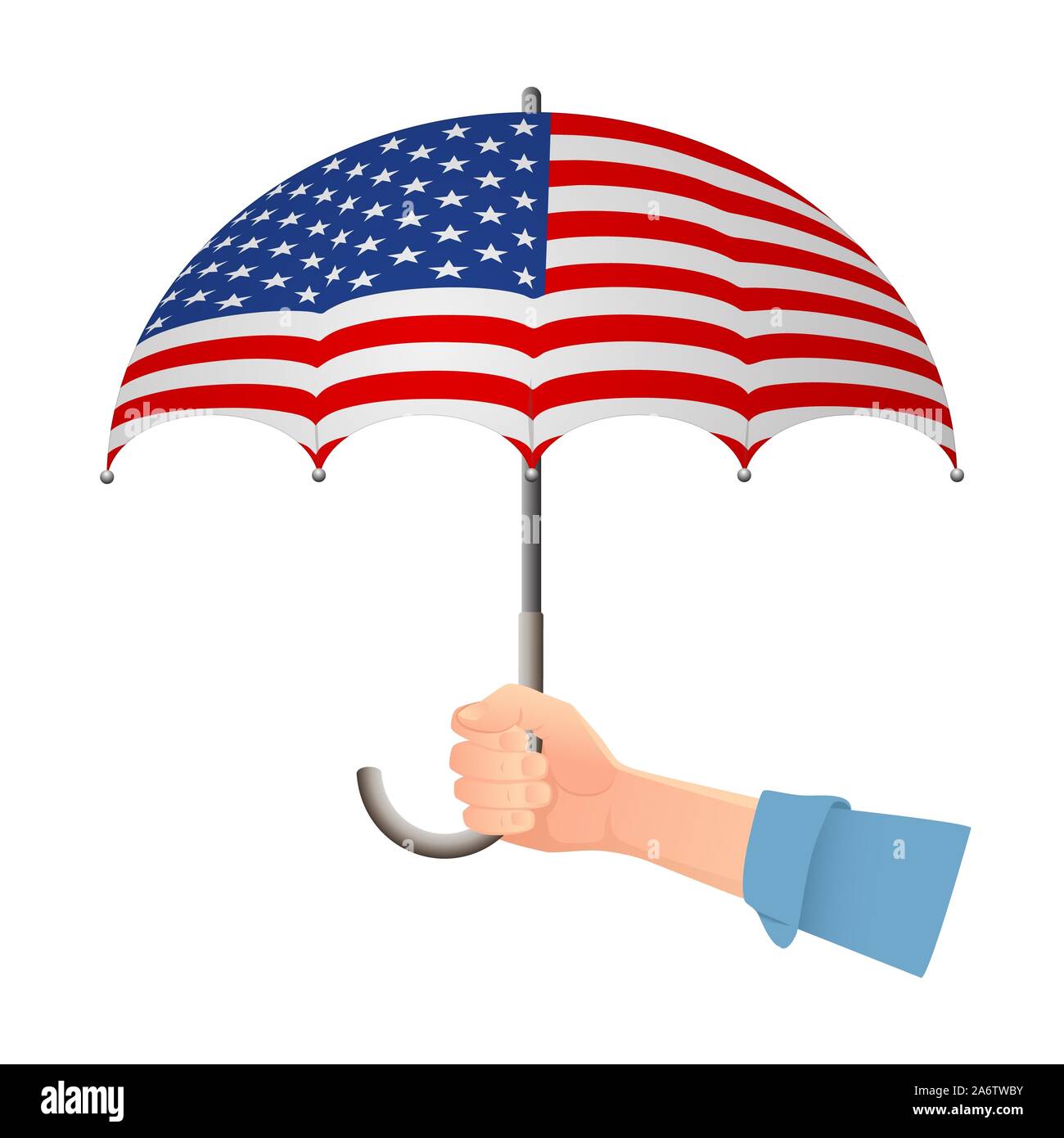 Stati Uniti d'America bandiera ombrello. I simboli meteorologici. Bandiera nazionale degli Stati Uniti d'America illustrazione Foto Stock