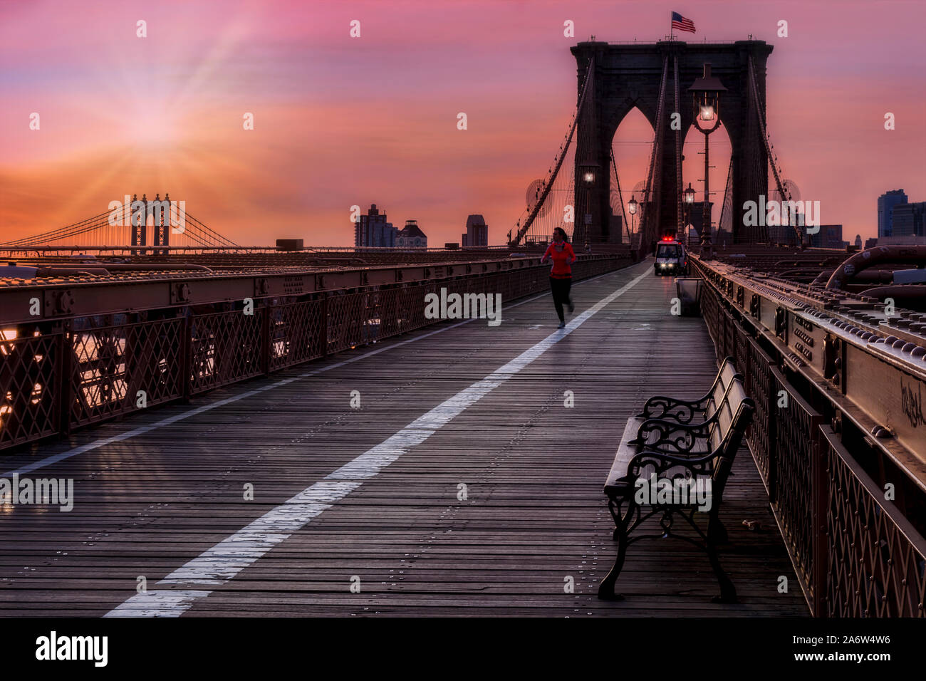 Ponte di Brooklyn a New York City e New York Foto Stock