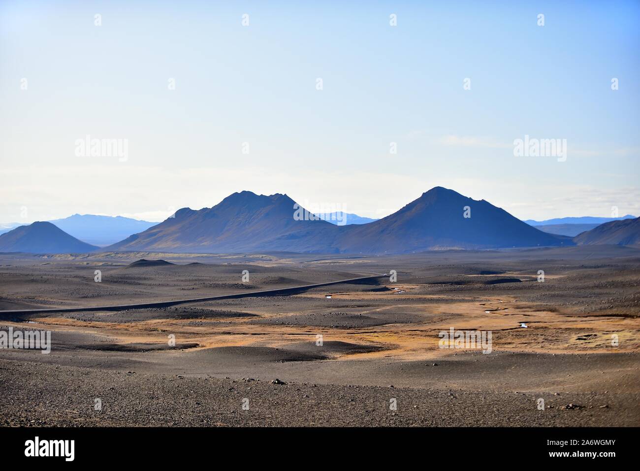 Modrudalur, Islanda. Una pittoresca vista panoramica dell'altopiano di Modrudalur prese vicino a Modrudalur nel nord-est dell'Islanda. Foto Stock