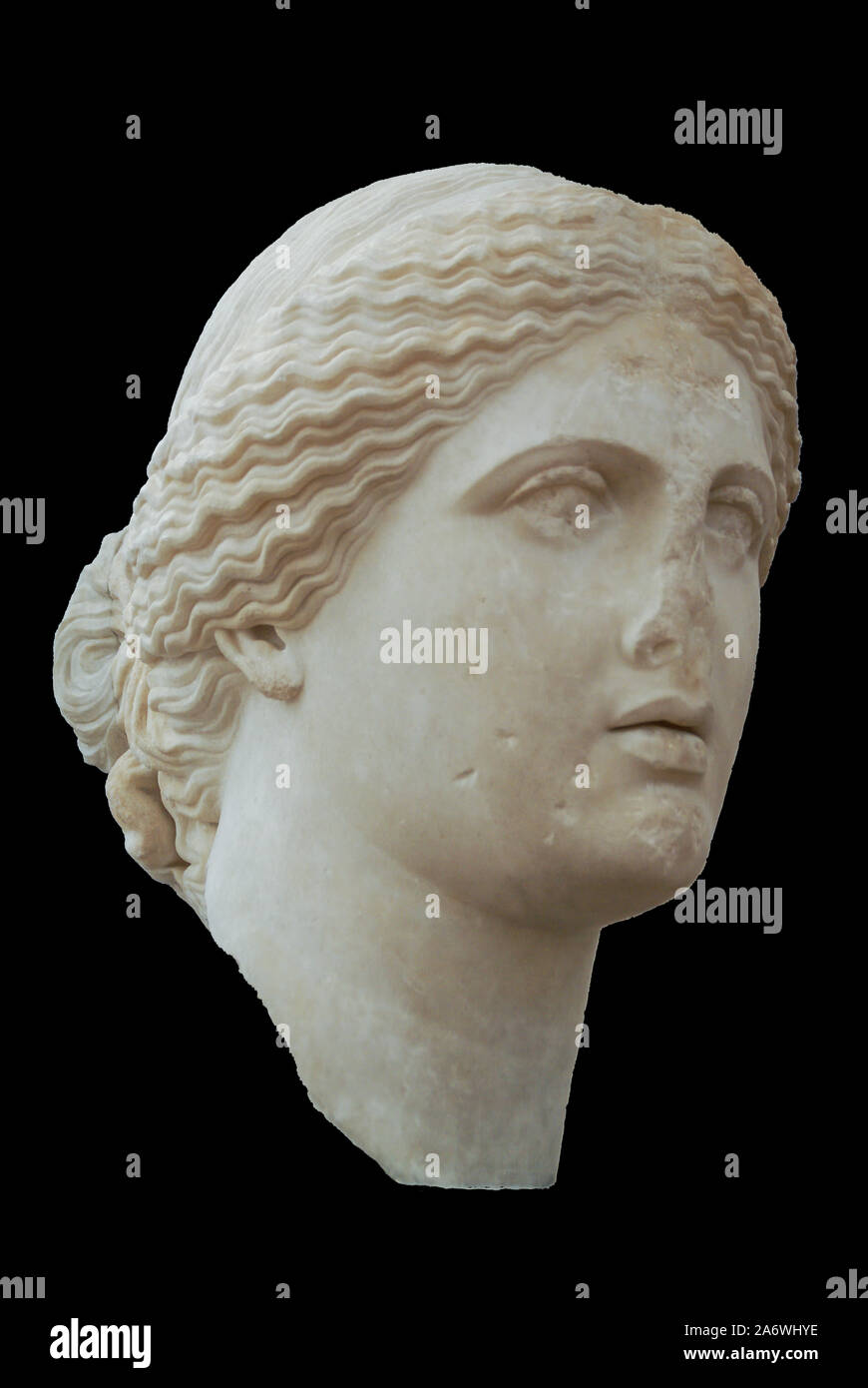 Testa di una statua femminile - Museo Archeologico Nazionale di Atene, Grecia Foto Stock