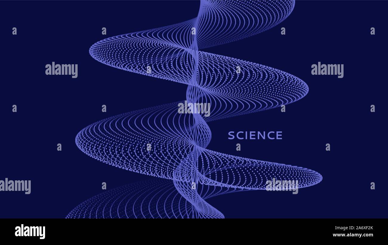 Le onde sonore. Grande per la visualizzazione di dati. Array con particelle di dinamica. Abstract design a griglia. 3d illustrazione vettoriale per la scienza e la tecnologia. Illustrazione Vettoriale