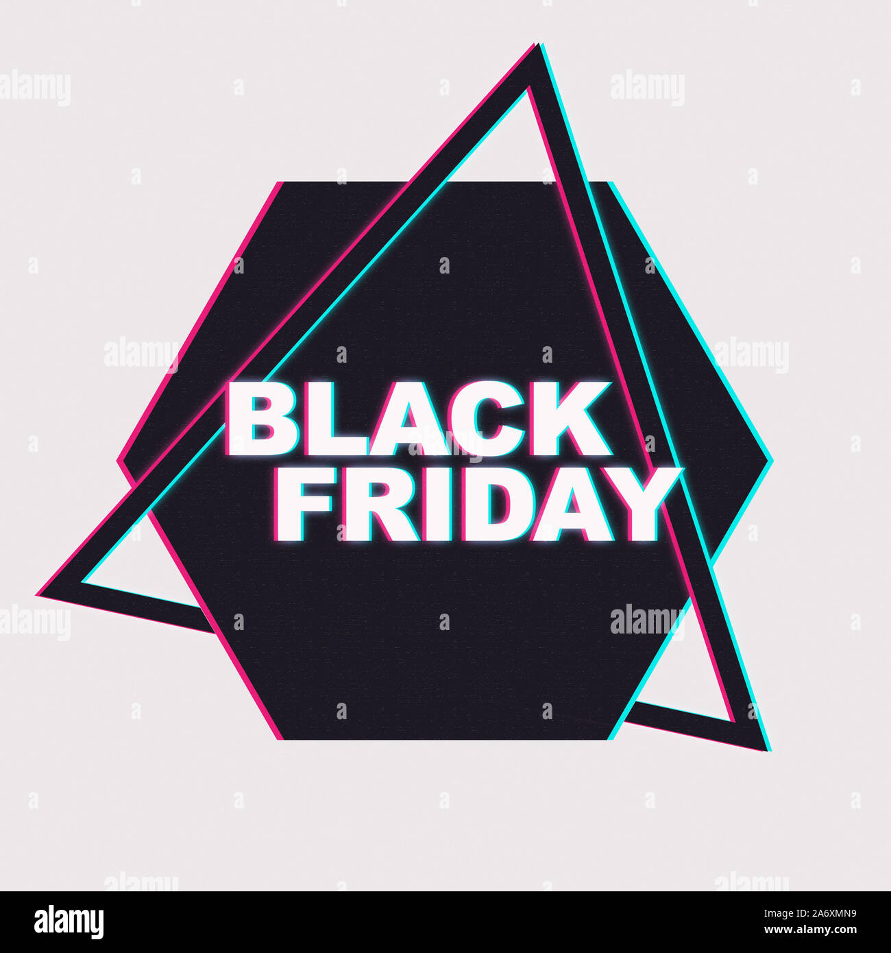 Collage di venerdì nero vendita iscrizione su abstract esagono. Foto Stock
