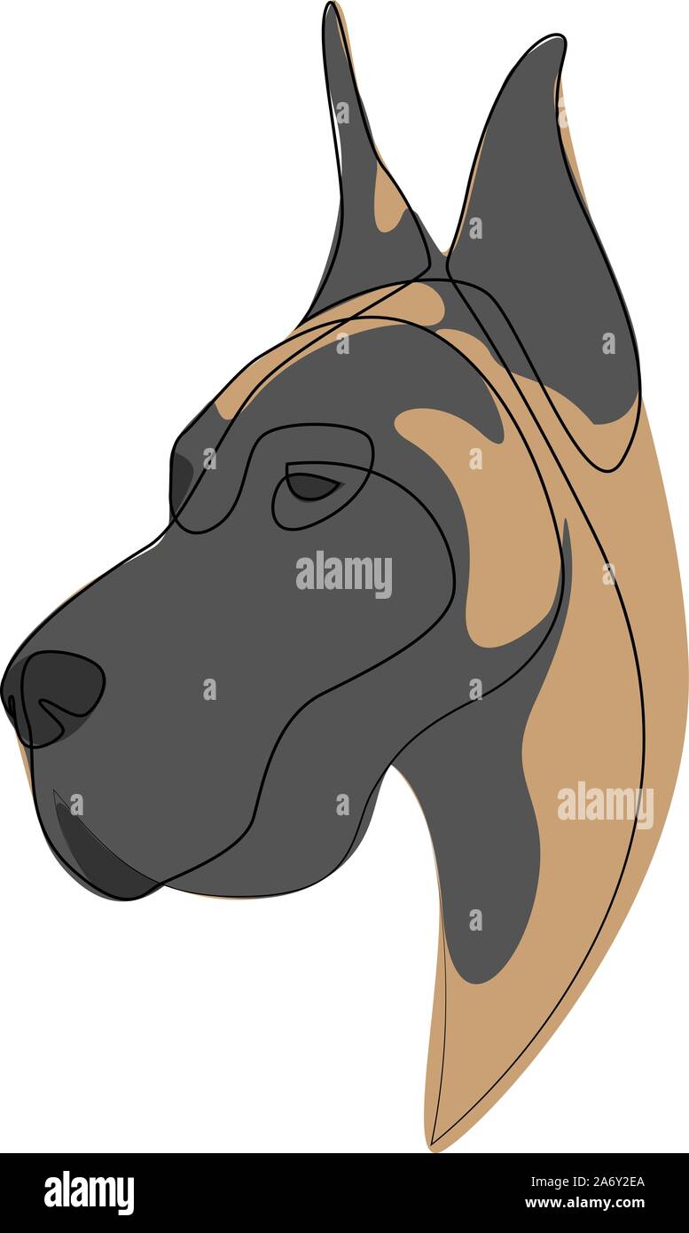 Linea continua Alano. Singola linea stile minimal cane illustrazione vettoriale Illustrazione Vettoriale