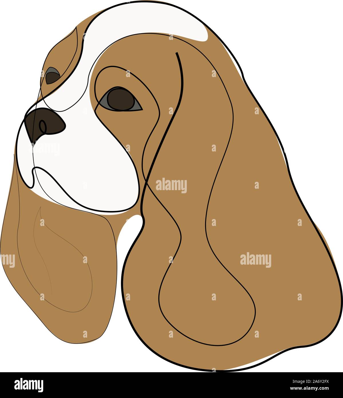 Linea continua di King Charles Cavalier. Singola linea stile minimal King Charles Spaniel cane illustrazione vettoriale Illustrazione Vettoriale