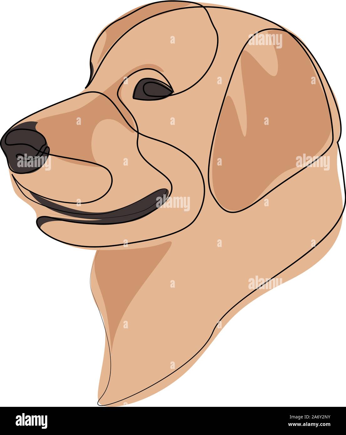Linea continua Golden Retriever. Singola linea stile minimal vettore Labrador cane illustrazione Illustrazione Vettoriale