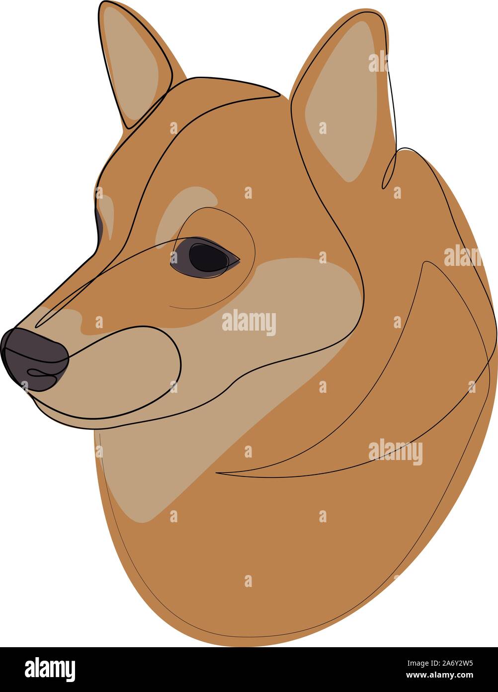 Linea continua di Shiba Inu. Singola linea stile minimal cane illustrazione vettoriale Illustrazione Vettoriale