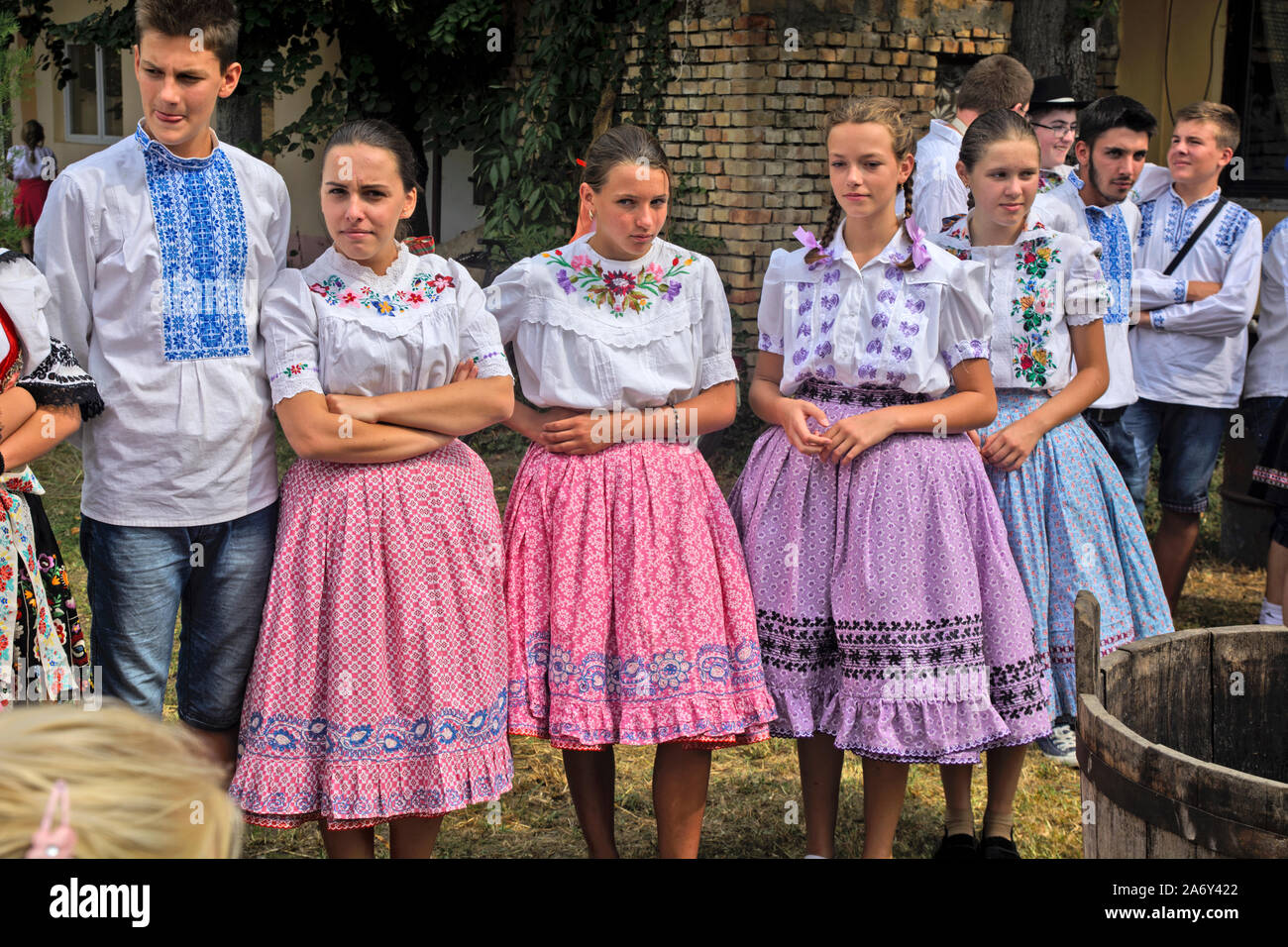 ARADAC, Serbia, 7 settembre 2019. Tradizionale celebrazione di inizio della vendemmia, che si svolge ogni anno all inizio di settembre. Gir Foto Stock