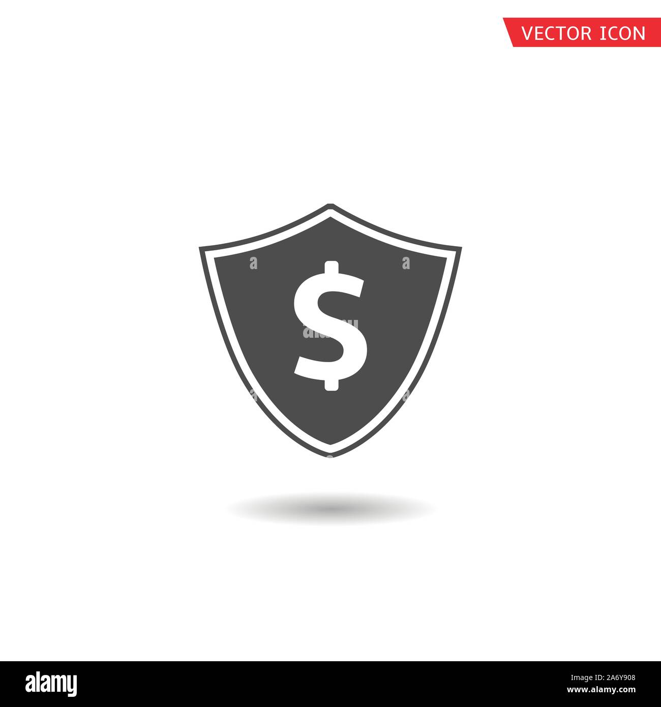 Protezione con il simbolo del dollaro. Protezione e concetto di assicurazione, vettore Illustrazione Vettoriale