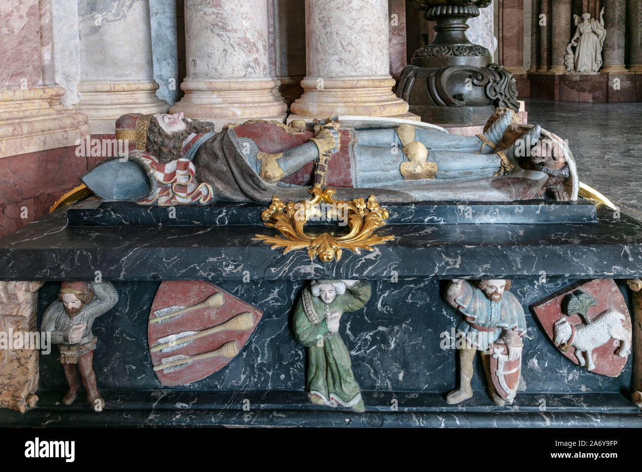 Abbazia cistercense in Krzeszow, Mausoleo dei Piast di Slesia, Bolek tomba di Polonia Foto Stock