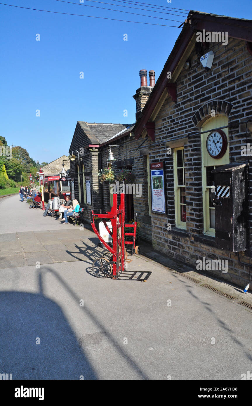 Oxenhope stazione ferroviaria, Keighley e Worth Valley Railway Foto Stock