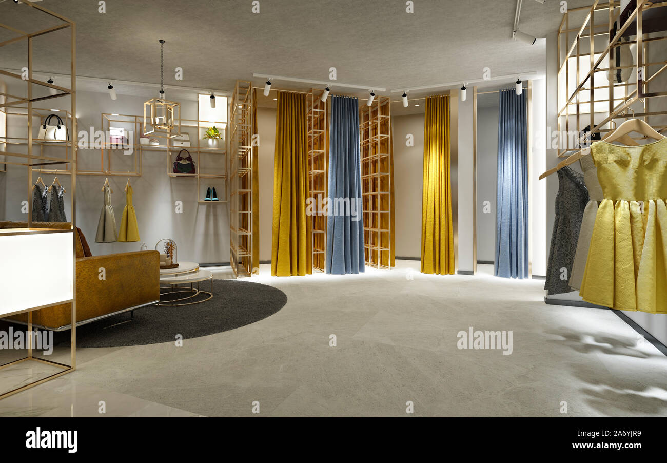 3D render di fashion shop Foto Stock