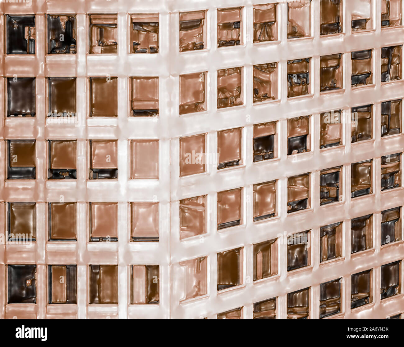 Acquerello immagine: Abstract immagine sviluppata di un ufficio di alto-aumento con quasi finestre quadrate, architettura Foto Stock