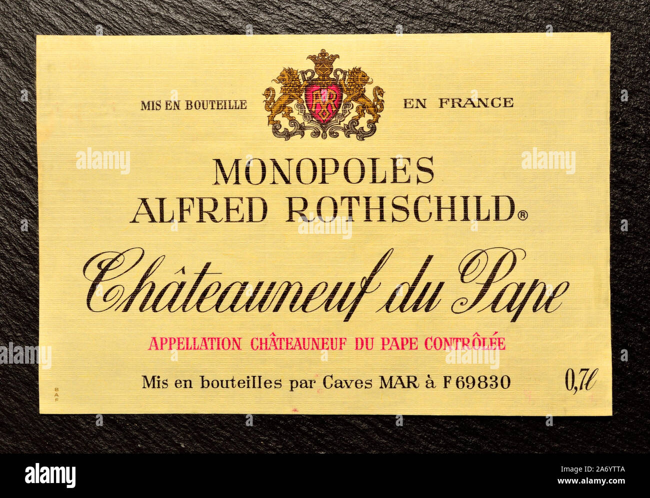 Il vino francese etichetta - Rothschild Chateauneuf du Pape Foto Stock