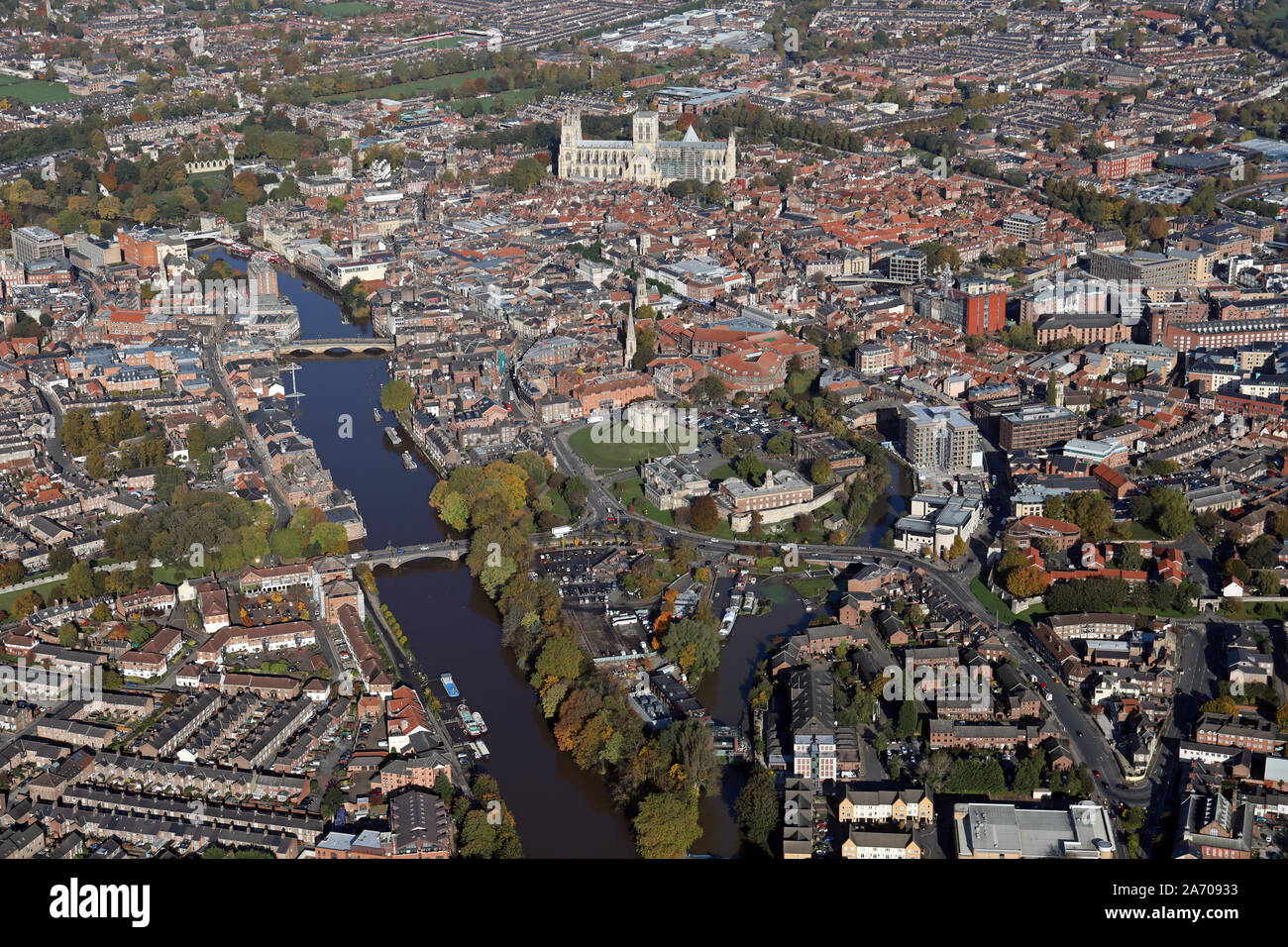 Vista aerea del centro di York skyline, Yorkshire, Regno Unito Foto Stock