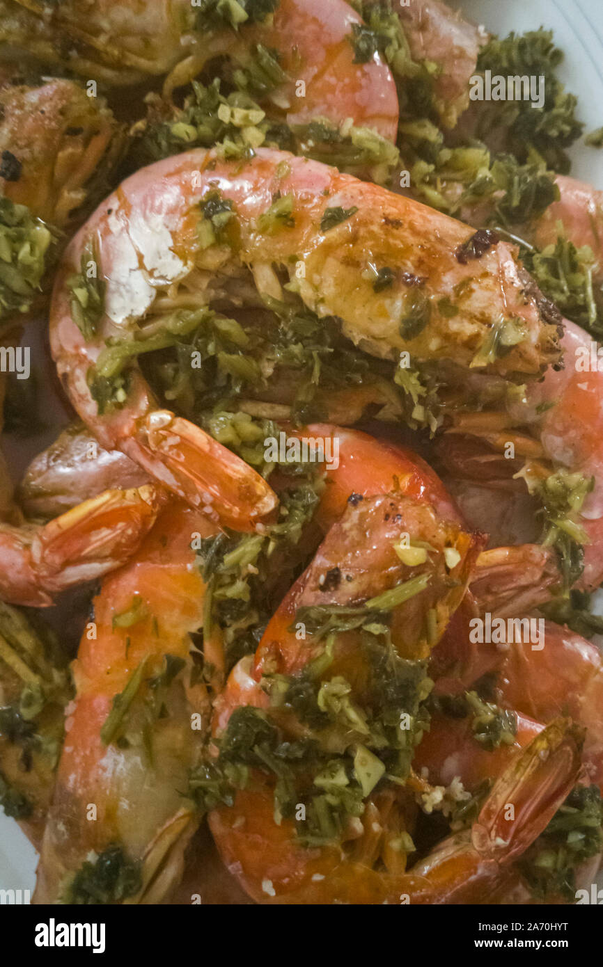 Gamberi con aglio e prezzemolo in Spagna Foto Stock