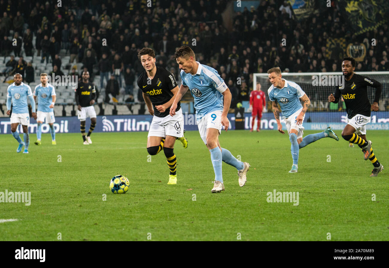 Malmo, Svezia. 28 ott 2019. Markus Rosenberg (9) di Malmo FF visto durante la Allsvenskan match tra Malmö FF e AIK Stoccolma a Malmö nuovo stadio di Malmö. (Photo credit: Gonzales foto/Alamy Live News Foto Stock