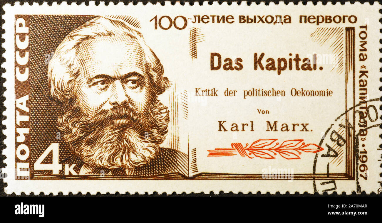 Karl Marx su vintage russo francobollo Foto Stock