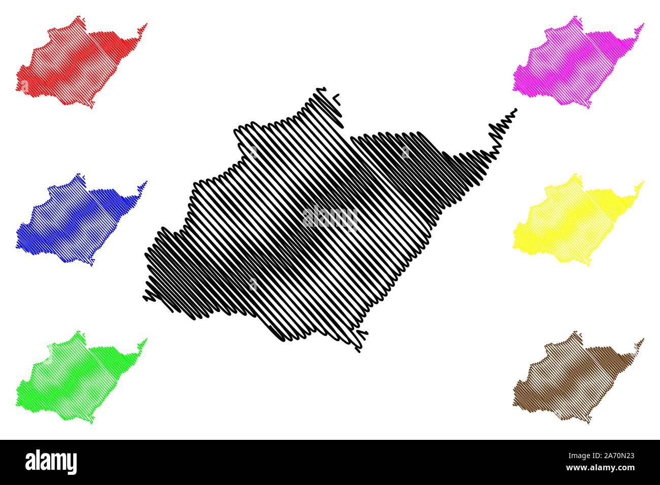 Governatorato del nord (Repubblica libanese, governorates del Libano) mappa illustrazione vettoriale, scribble schizzo Gouvernorat du Liban-Nord mappa Illustrazione Vettoriale