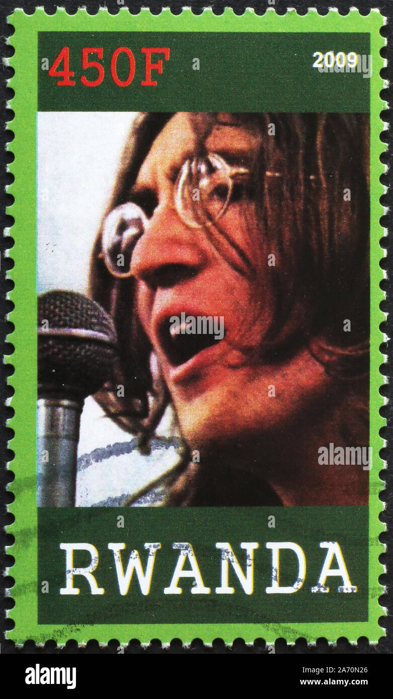 John Lennon sul francobollo del Ruanda Foto Stock
