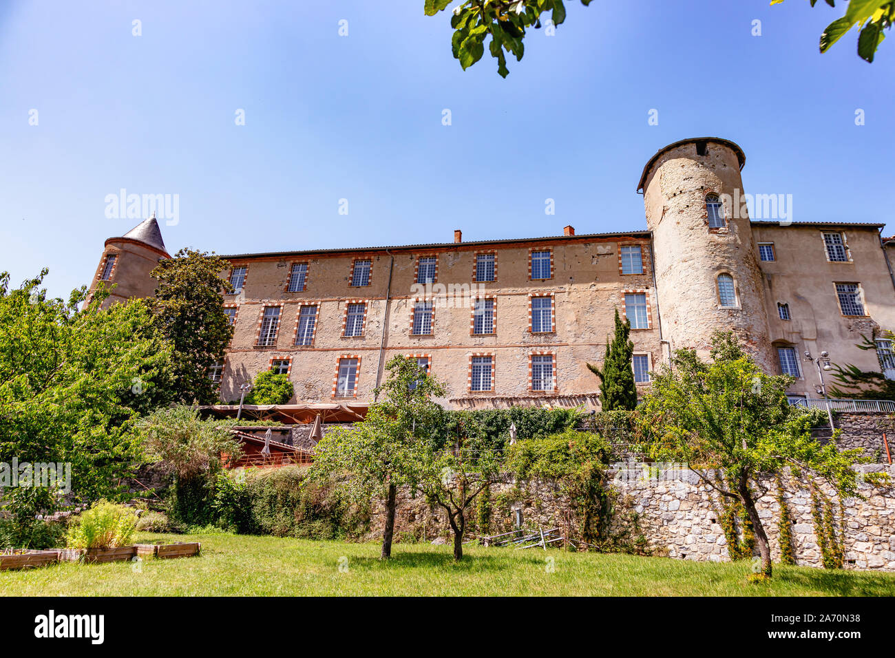 Palazzo dei Vescovi e Museo dipartimentale di Ariège, Saint Lizier, nel dipartimento di Ariège, Pirenei, Occitanie, Francia Foto Stock