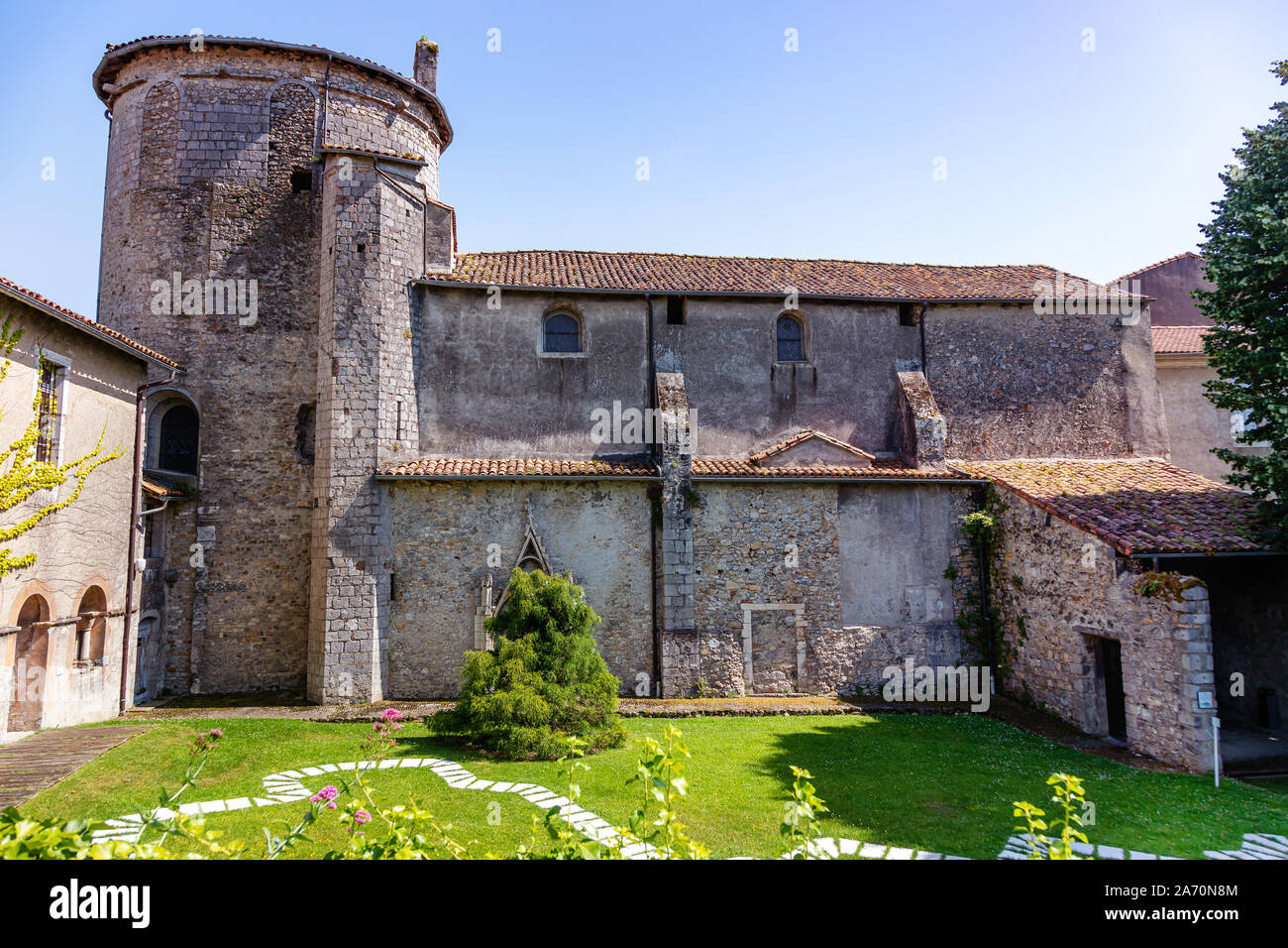 Palazzo dei Vescovi e Museo dipartimentale di Ariège, Saint Lizier, nel dipartimento di Ariège, Pirenei, Occitanie, Francia Foto Stock