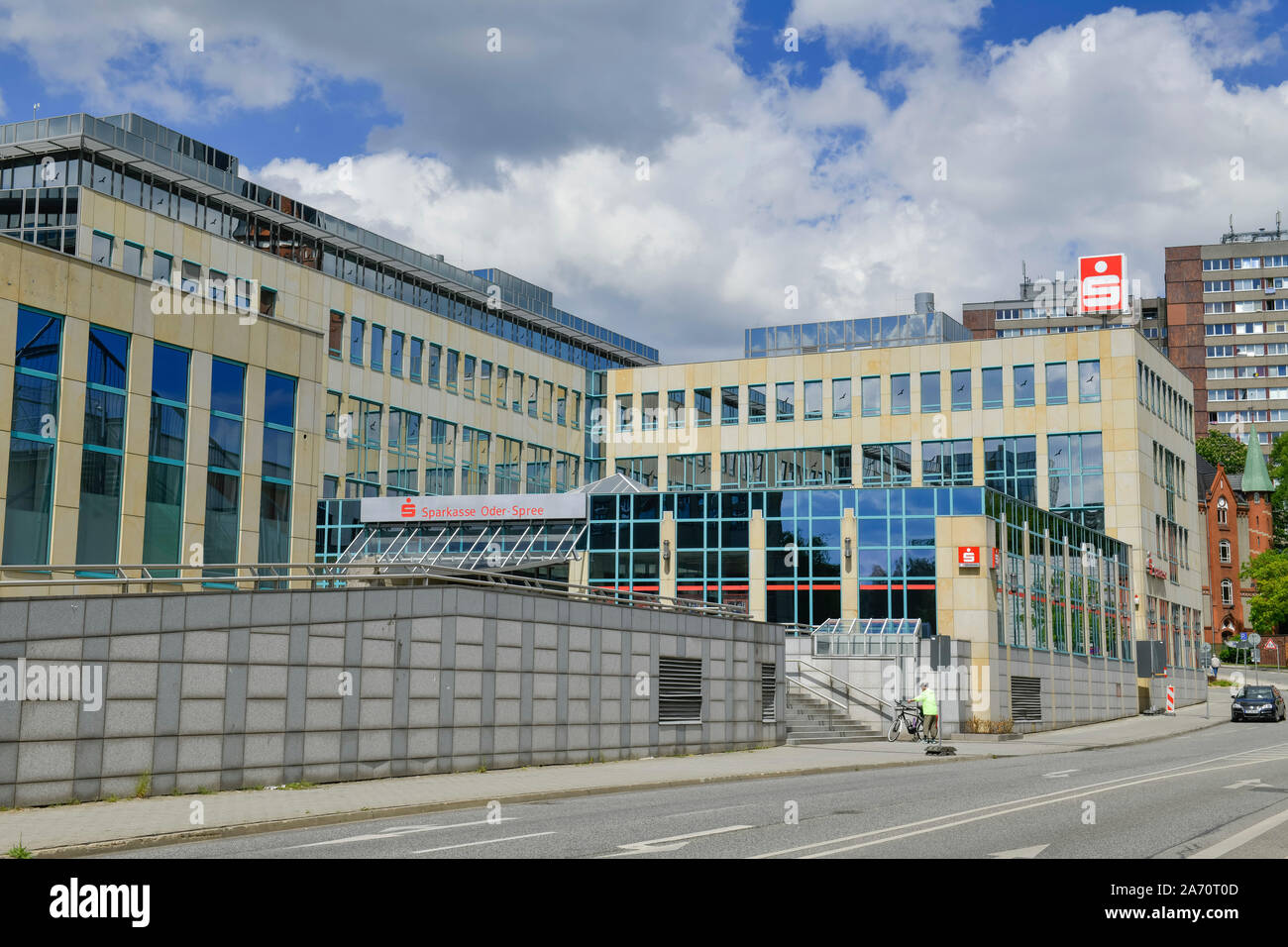 Hauptgeschäftsstelle, Oder-Spree Sparkasse, Franz-Mehring-Straße, Francoforte sull'Oder, Brandeburgo, Deutschland Foto Stock