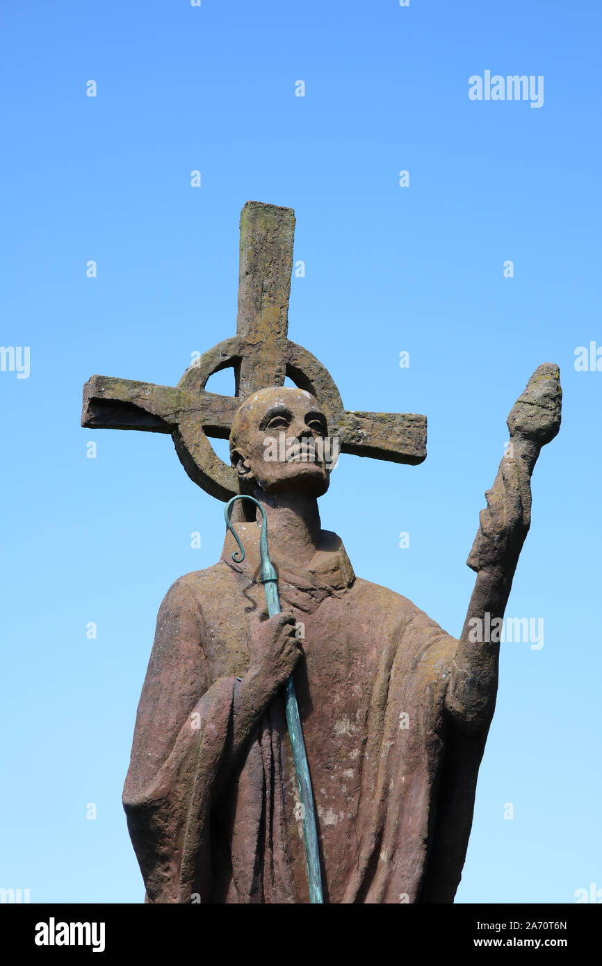 St Aiden di lindisfarne, statua di Kathleen Parbury 1958 Foto Stock