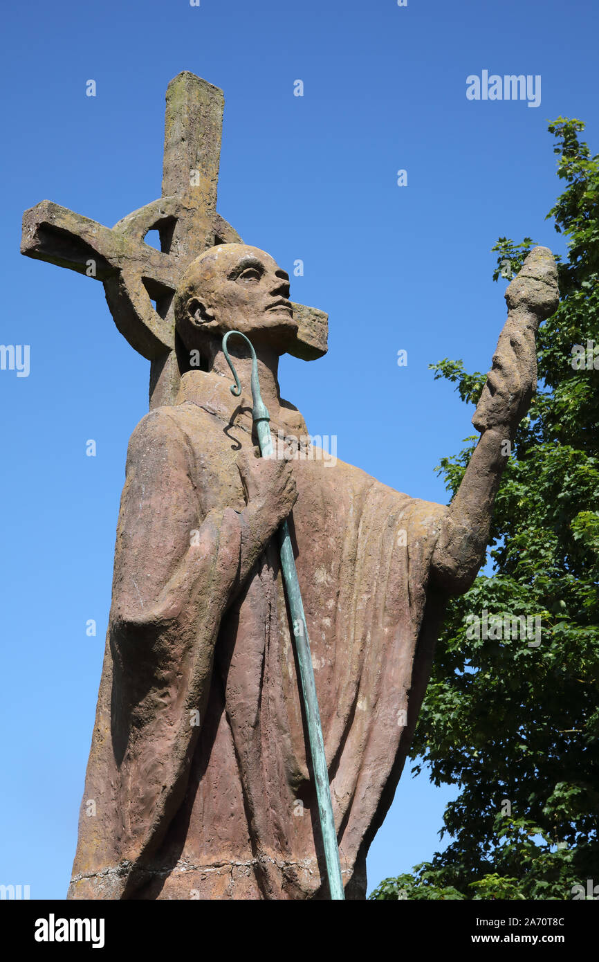 St Aiden di lindisfarne, statua di Kathleen Parbury 1958 Foto Stock