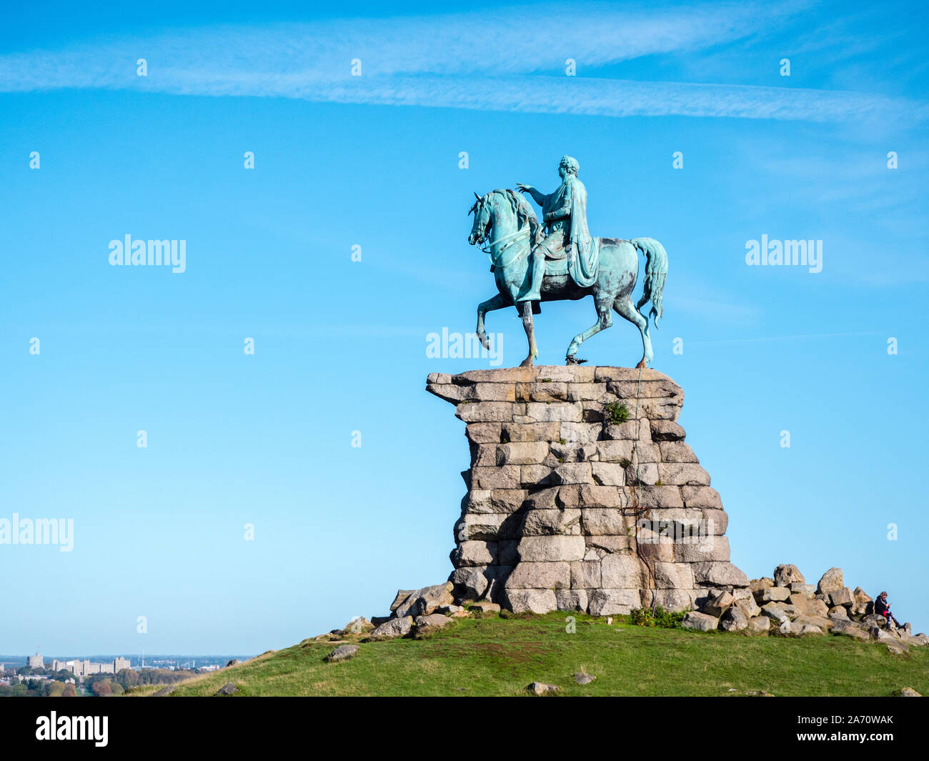 Il rame statua equestre, Snow Hill, Windsor Great Park, Windsor, Berkshire, Inghilterra, Regno Unito, GB. Foto Stock