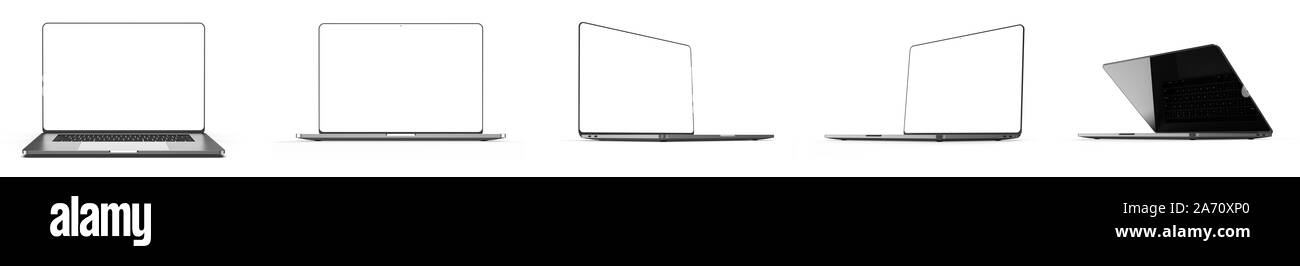 Modello di laptop isolato su bianco. Mockup. Foto Stock