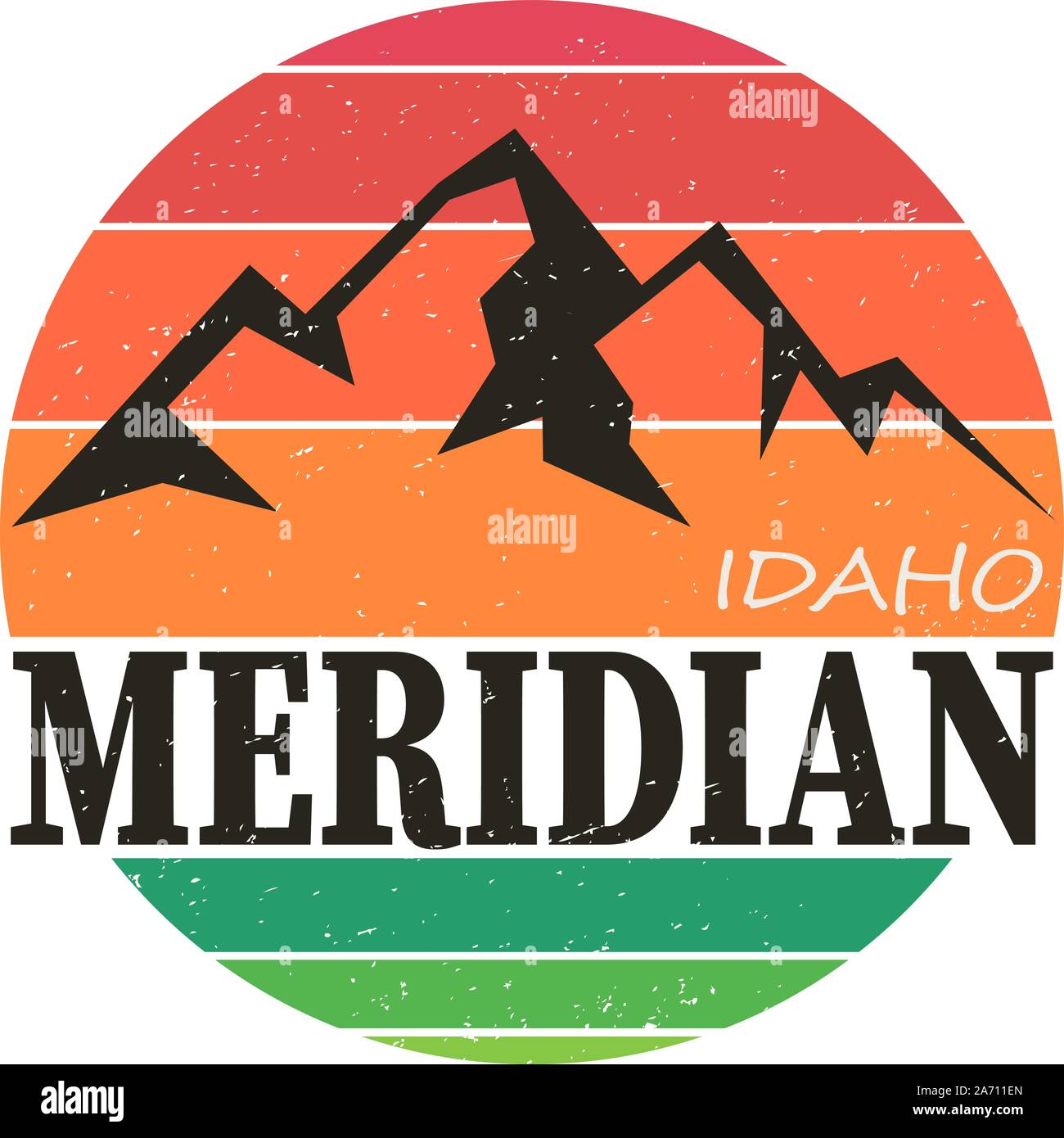 Meridian, Idaho. t-shirt grafica. Illustrazione Vettoriale su sfondo bianco Illustrazione Vettoriale