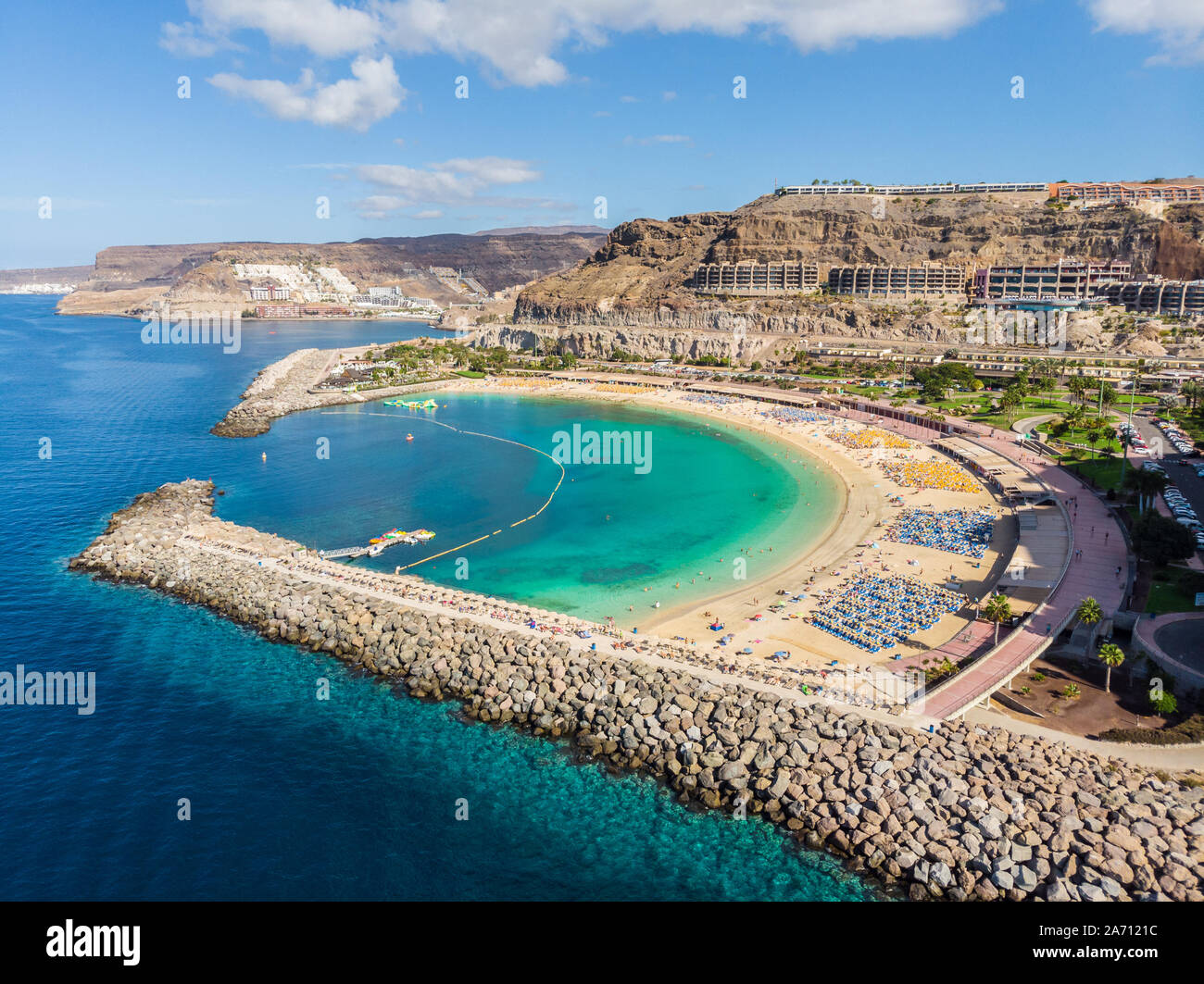 Paesaggio con spiaggia Amadores su Gran Canaria, Spagna Foto Stock