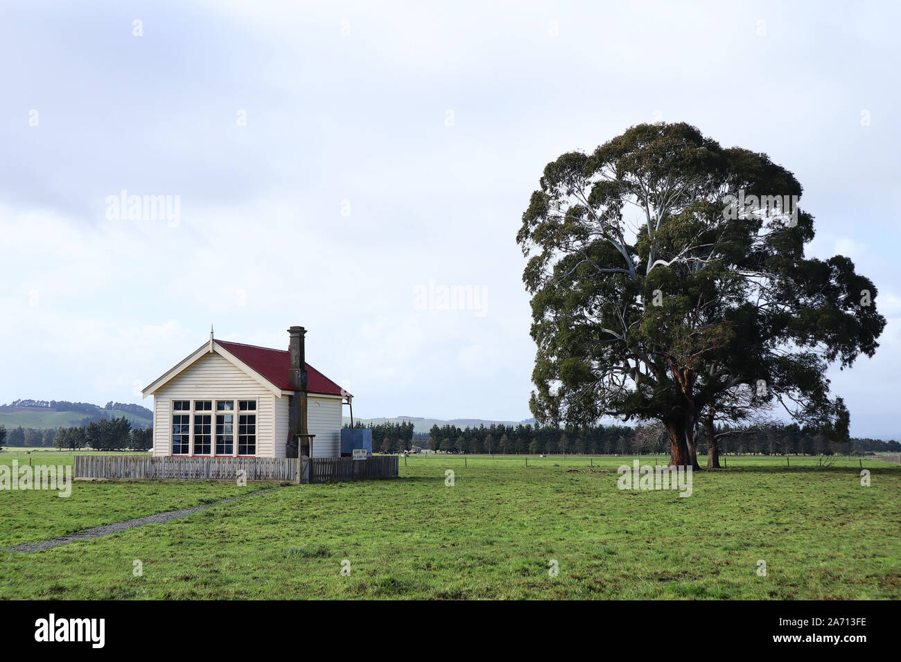 Scuola vecchia casa di campagna, NZ. Foto Stock