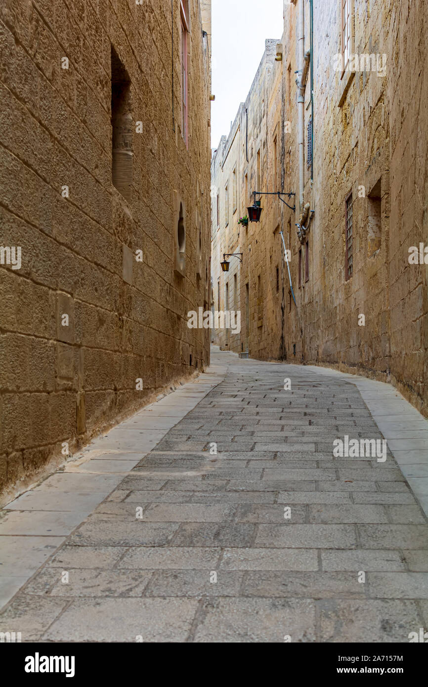 Stretto di Mdina medievale street Foto Stock