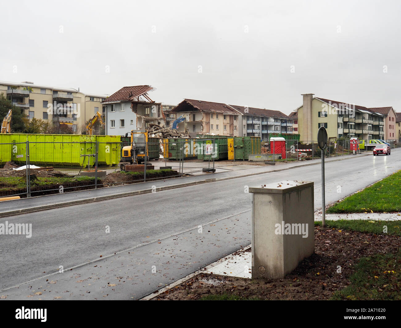 Abbruch einer Wohnsiedlung in Regensdorf ZH Foto Stock