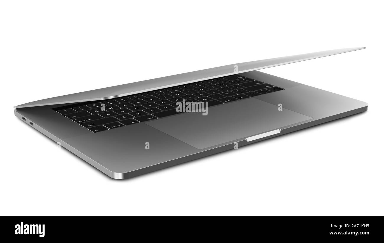 Modello di laptop isolato su bianco. Mockup. Foto Stock