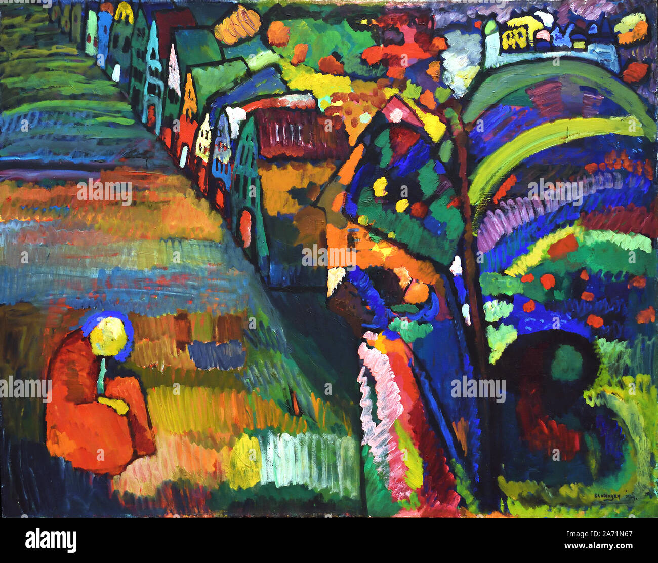 Pittura con case 1909 Wassily Kandinsky Federazione Russia URSS Foto Stock