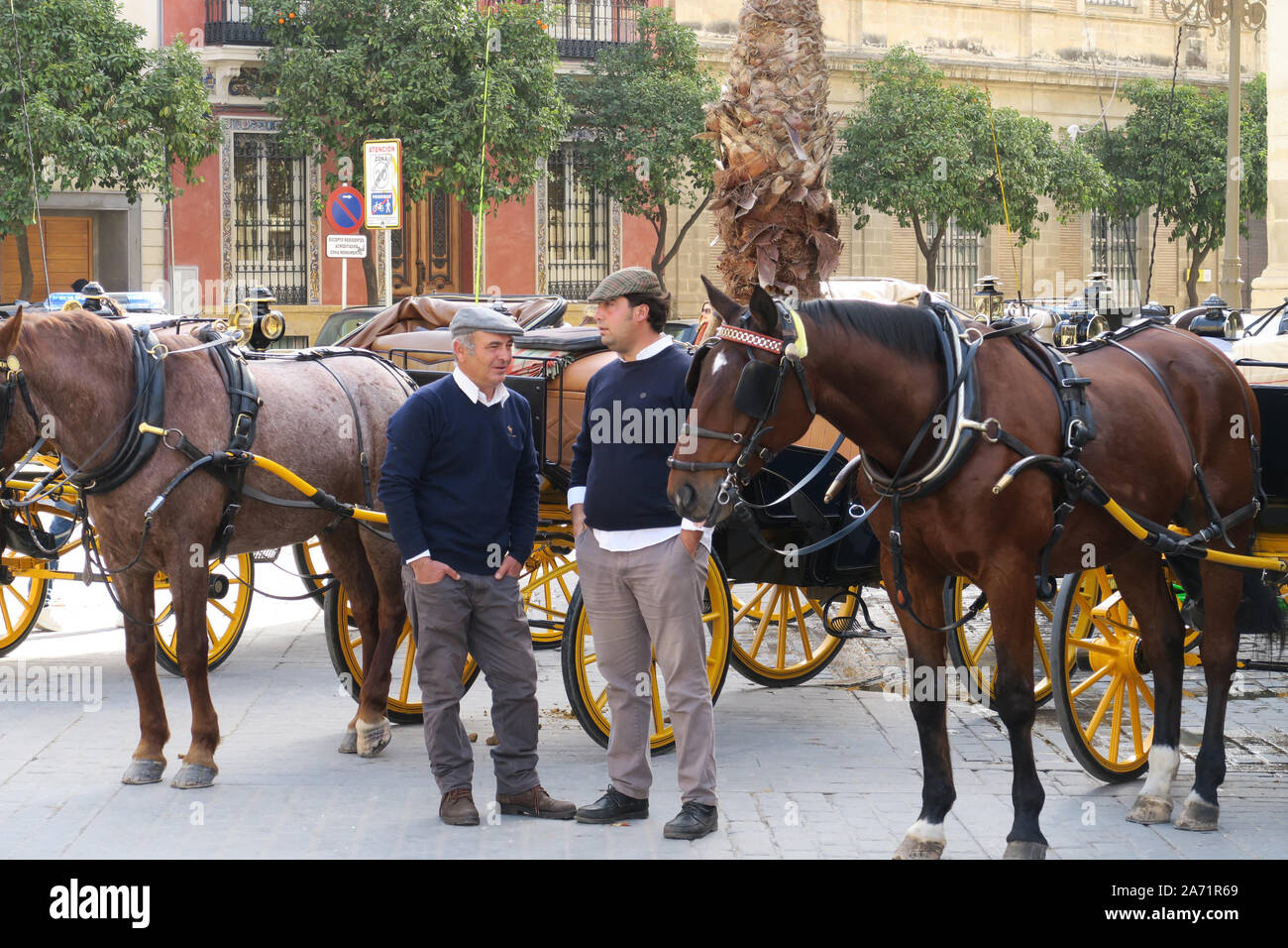 Tourist cavallo e carrozza noleggio in Spagna Foto Stock